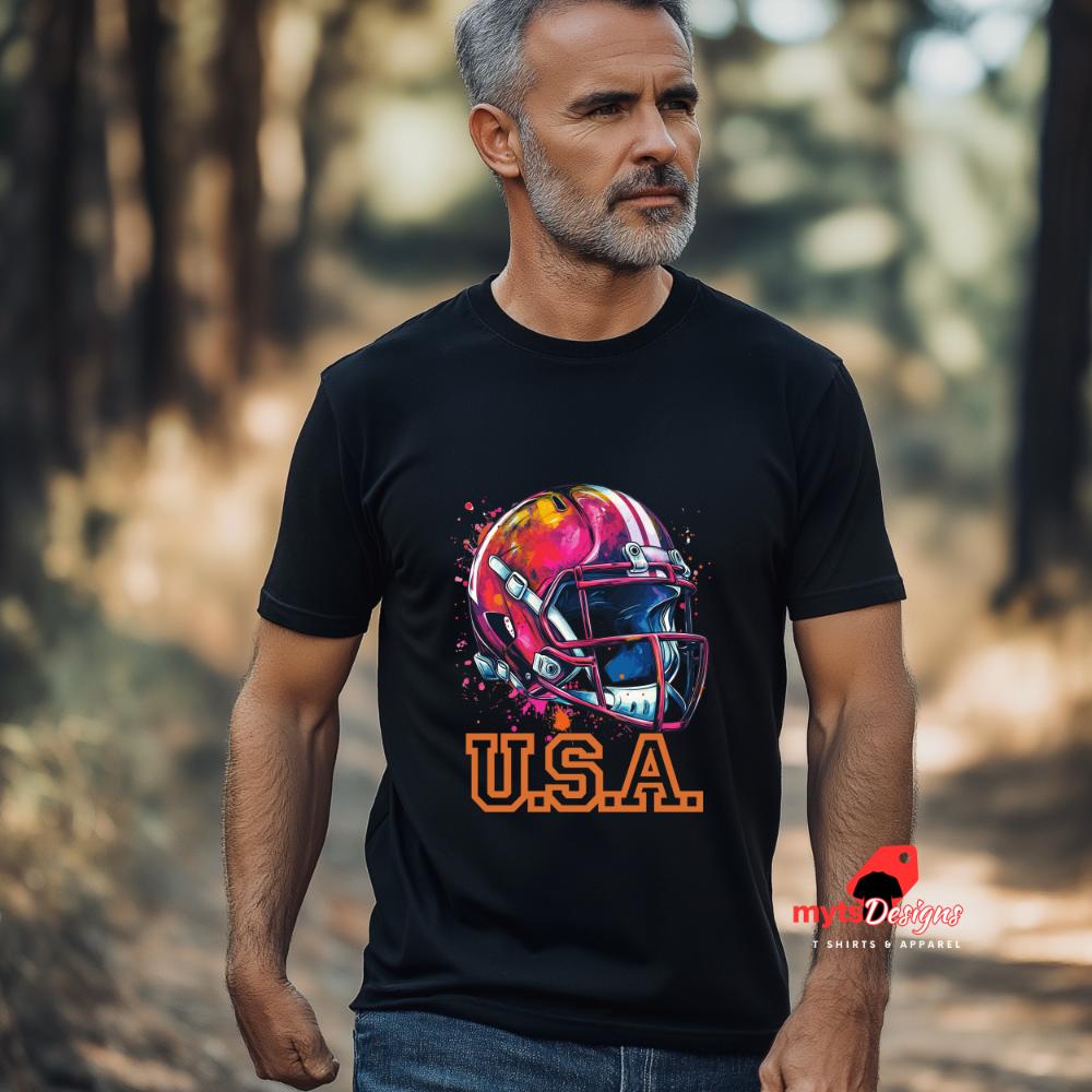American Football Helmet T-Shirt | Retro Pop Art Design | Game Day Apparel