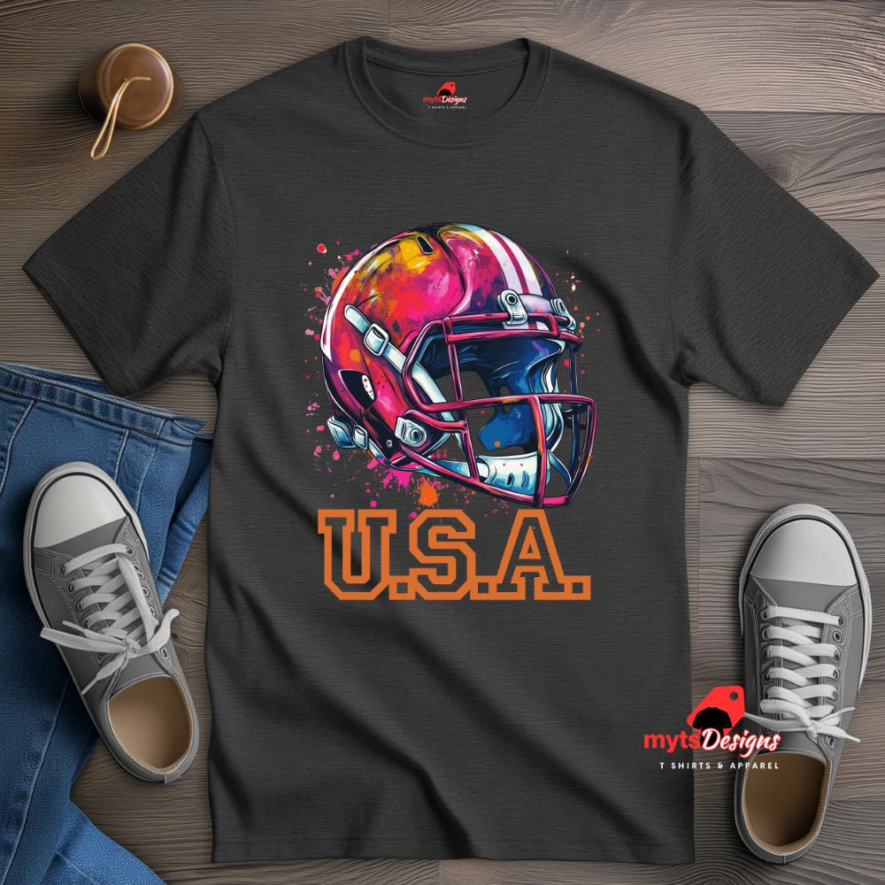 Football Helmet T-shirt Pop At Design, American Football Helmet, Retro Sports Fan Gift, American Football Enthusiast Tee, Game Day Apparel