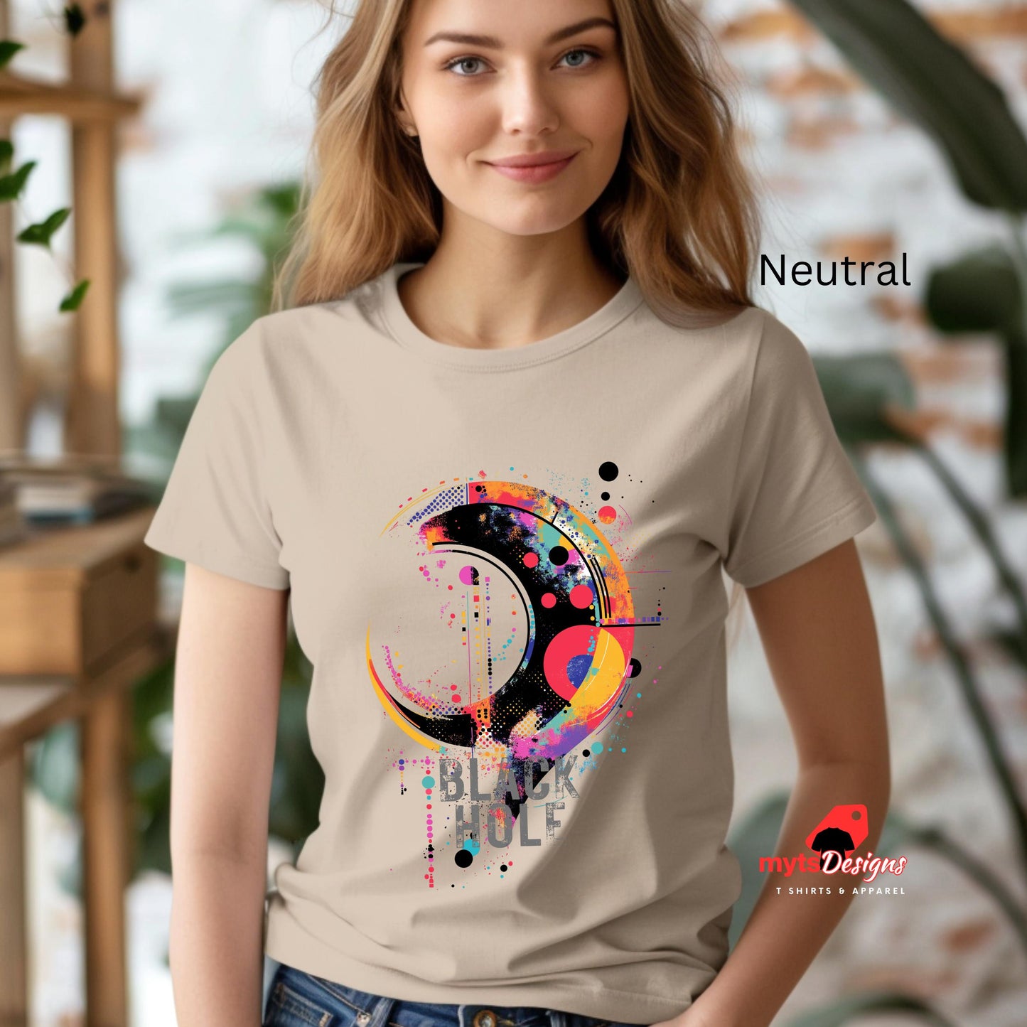 Black Hole T-shirt, Geometric Space-Inspired T-Shirt in Vivid Colors | Unique Outer Space Design for Sci-Fi Lovers