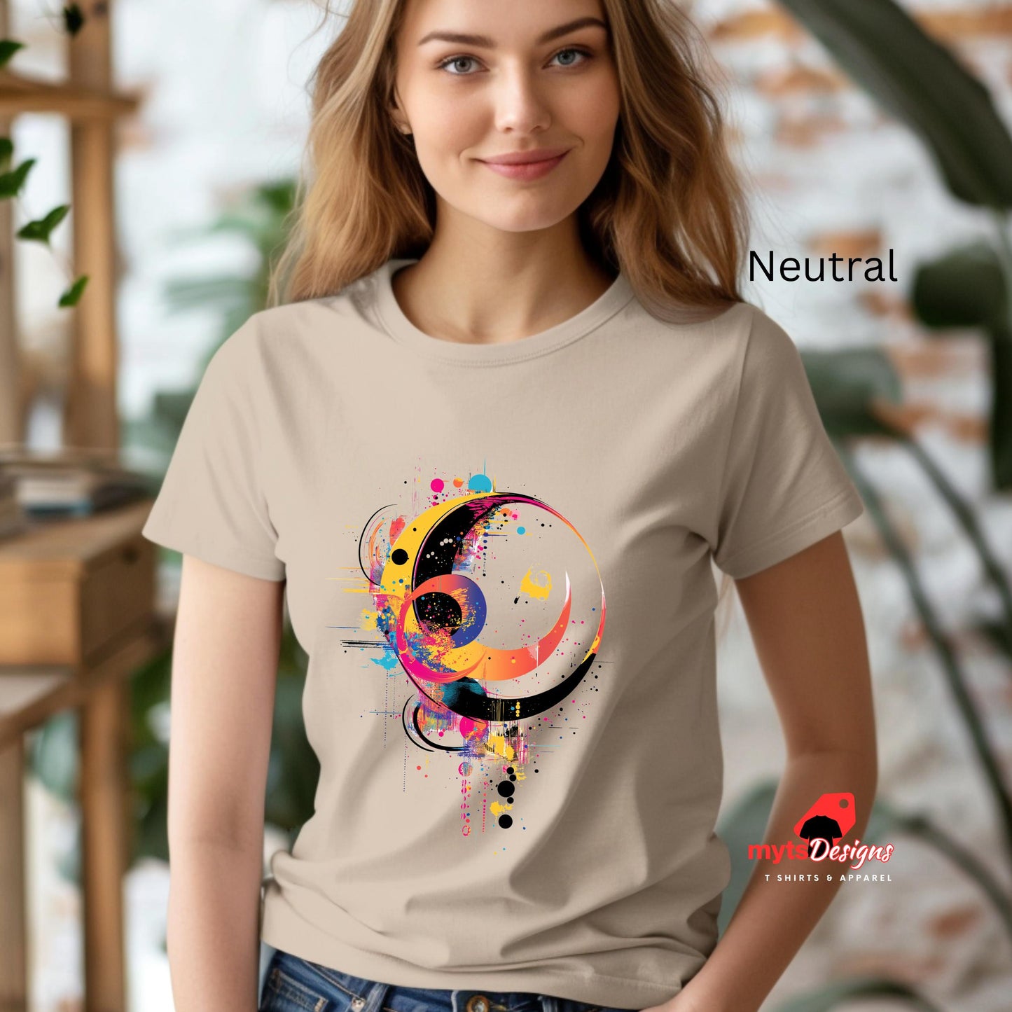 Geometric Celistial T-shirt Geometric Space-Inspired T-Shirt in Vivid Colors | Unique Outer Space Design for Sci-Fi Lovers