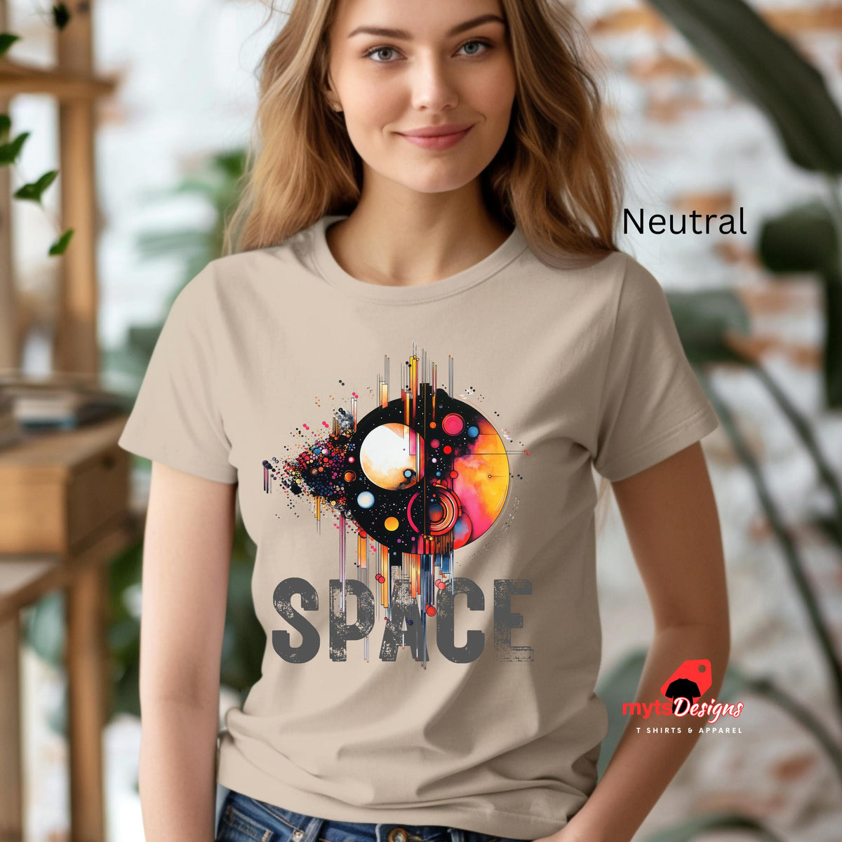 Geometric Space T-Shirt | Vivid Cosmic Design for Sci-Fi Lovers