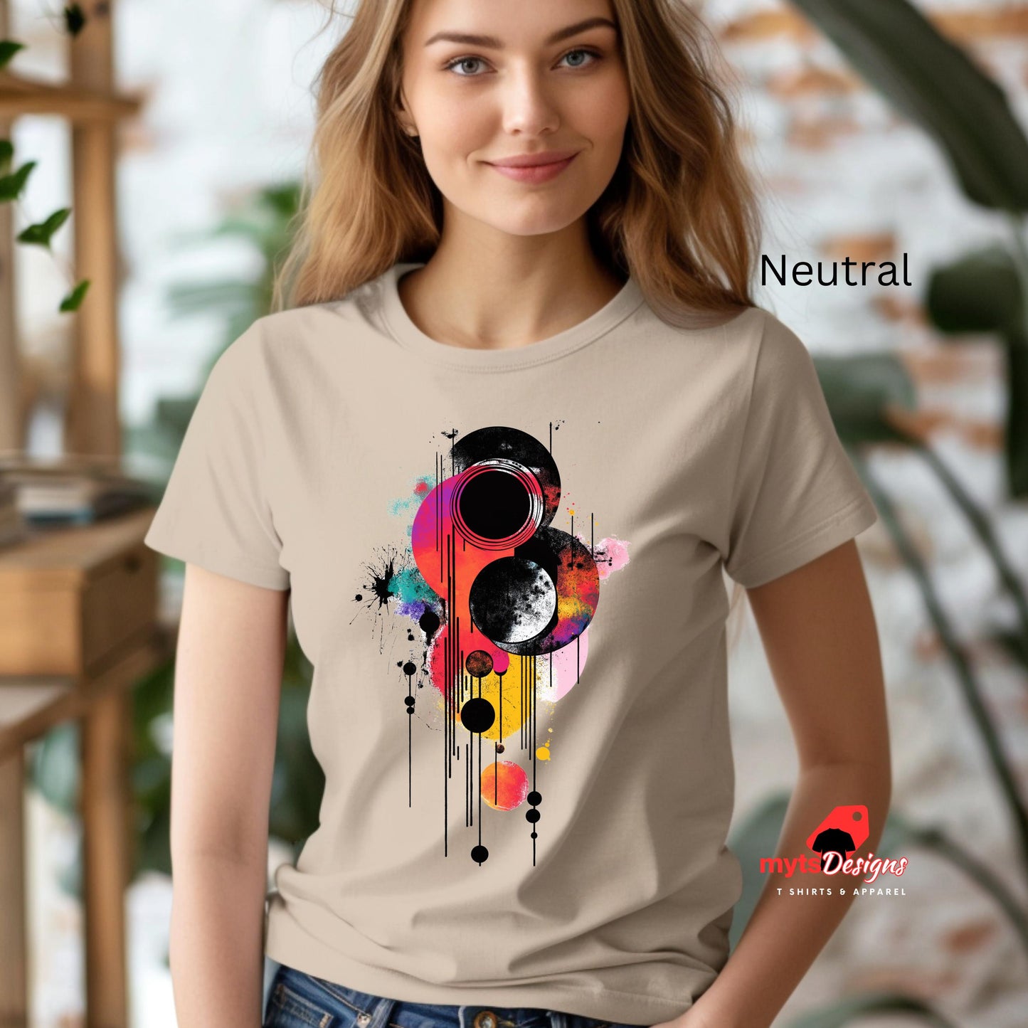 Moon Haze T-shirt Geometric Space-Inspired T-Shirt in Vivid Colors | Unique Outer Space Design for Sci-Fi Love