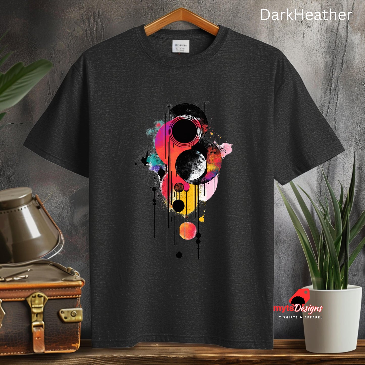 Moon Haze T-shirt Geometric Space-Inspired T-Shirt in Vivid Colors | Unique Outer Space Design for Sci-Fi Love