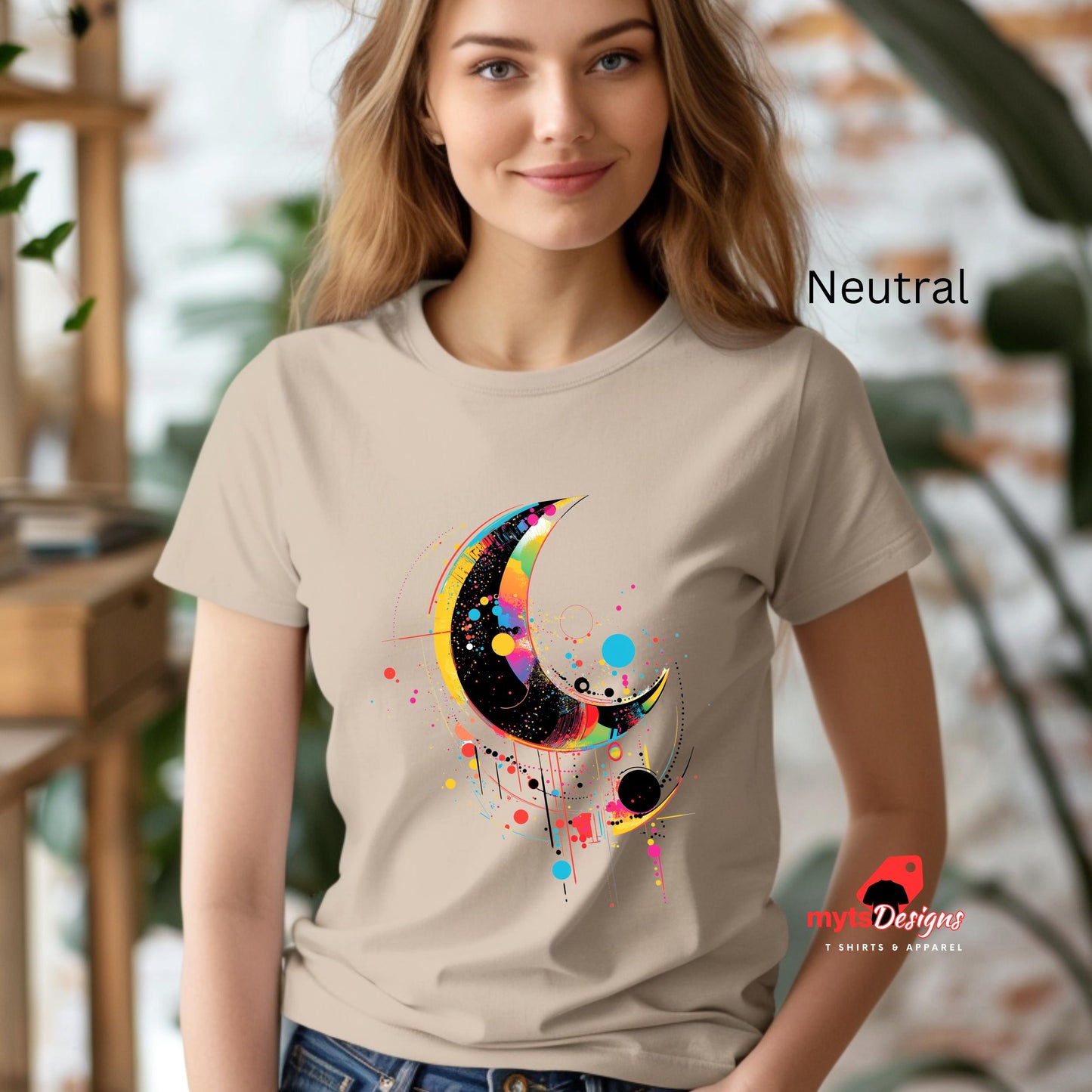 Bad Moon T-shirt Geometric Space-Inspired T-Shirt in Vivid Colors | Unique Outer Space Design for Sci-Fi Lovers