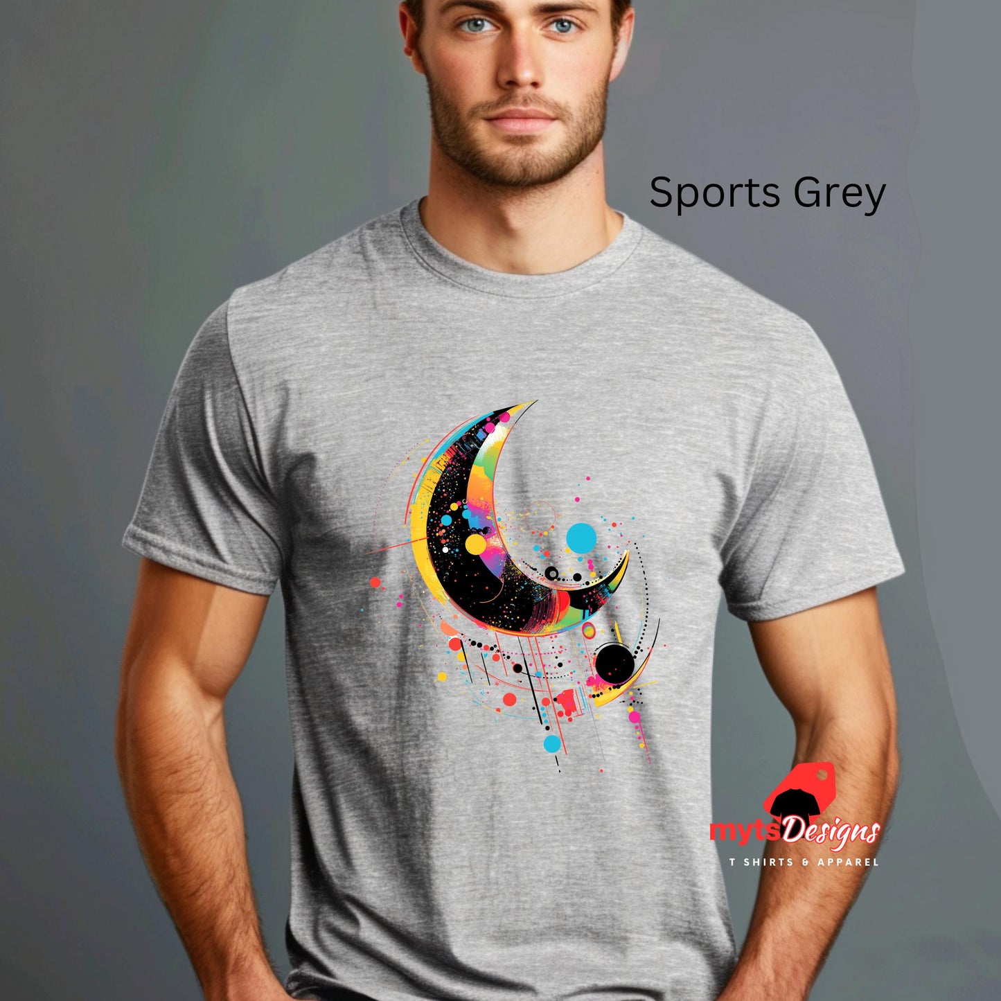 Bad Moon T-shirt Geometric Space-Inspired T-Shirt in Vivid Colors | Unique Outer Space Design for Sci-Fi Lovers