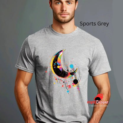 Bad Moon T-shirt Geometric Space-Inspired T-Shirt in Vivid Colors | Unique Outer Space Design for Sci-Fi Lovers