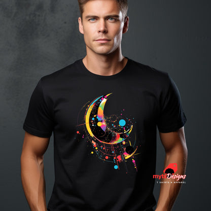Bad Moon T-shirt Geometric Space-Inspired T-Shirt in Vivid Colors | Unique Outer Space Design for Sci-Fi Lovers