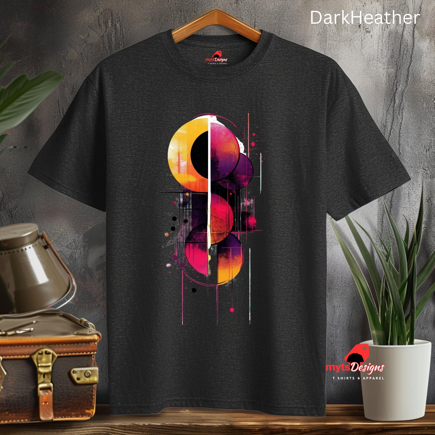 Geometric Celistial T-shirt Geometric Space-Inspired T-Shirt in Vivid Colors Unique Outer Space Design for Sci-Fi Lovers