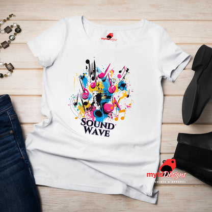 Sound Wave Pop Art T-Shirt - Musical Notes Design - Unisex Crewneck