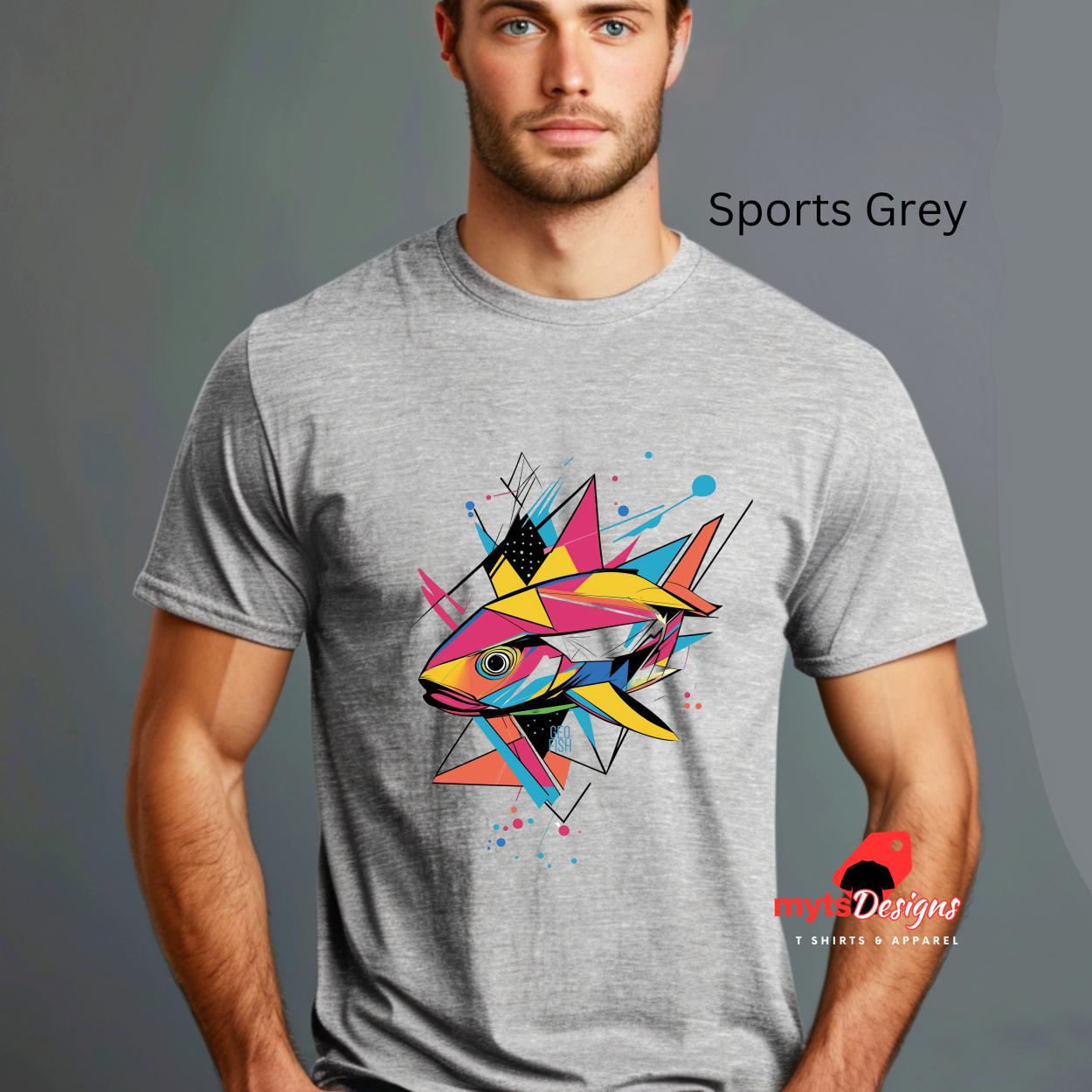 Geo Fish T-shirt, Geomeric design fish theme shirt, fishing shirt