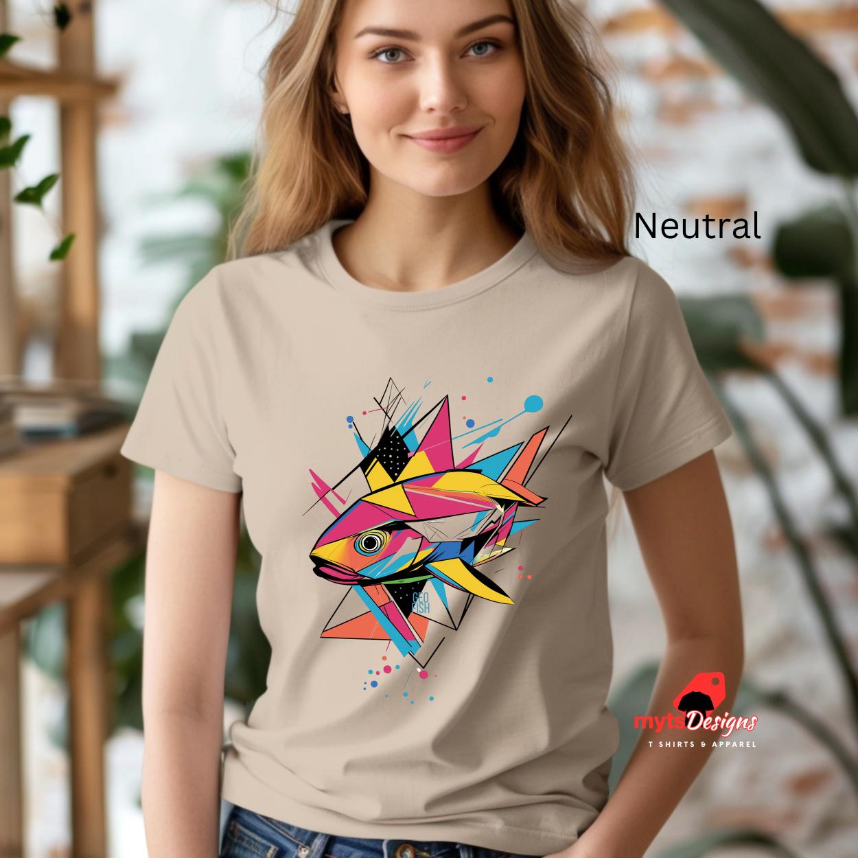 Geo Fish T-shirt, Geomeric design fish theme shirt, fishing shirt