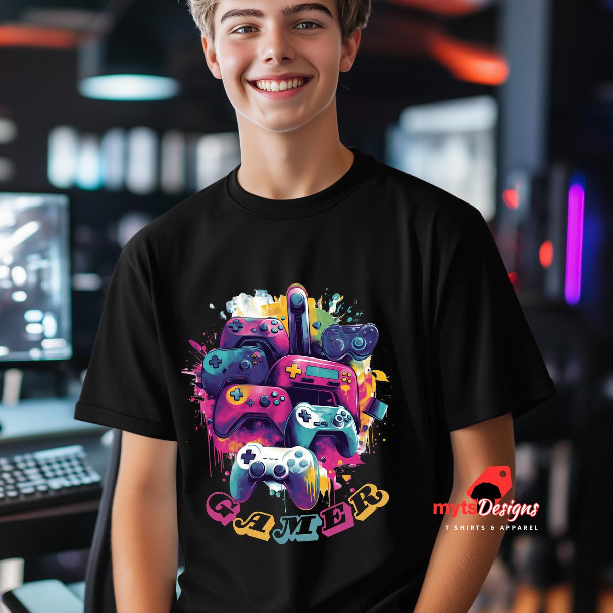Retro Gamer T-Shirt - Pop Art Video Game Controller Design | Soft Cotton Tee