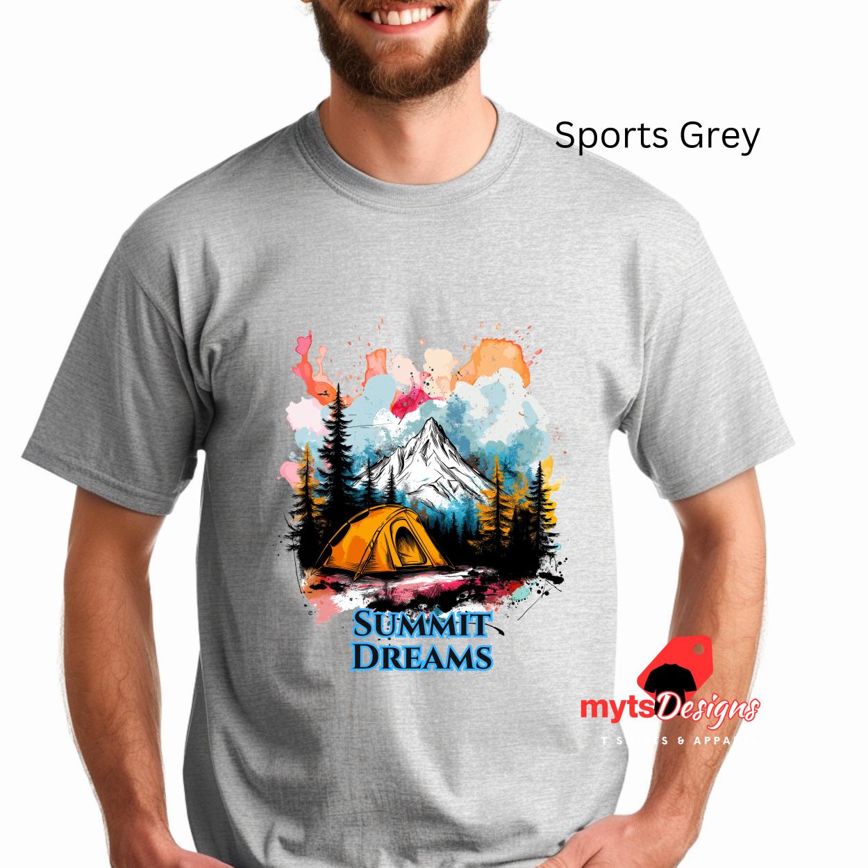 Hiking T-shirt,Summit Dreams Hiking T-Shirt, Camping Holiday Tee, Nature Lover Adventure Shirt, Outdoor Hiking Apparel.