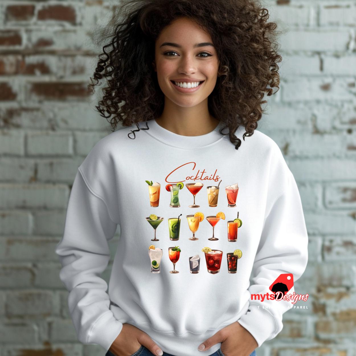 Cocktail Party Sweatshirt, Cocktail Design Pullover, Party Sweat shirt, Casual Party shirt"