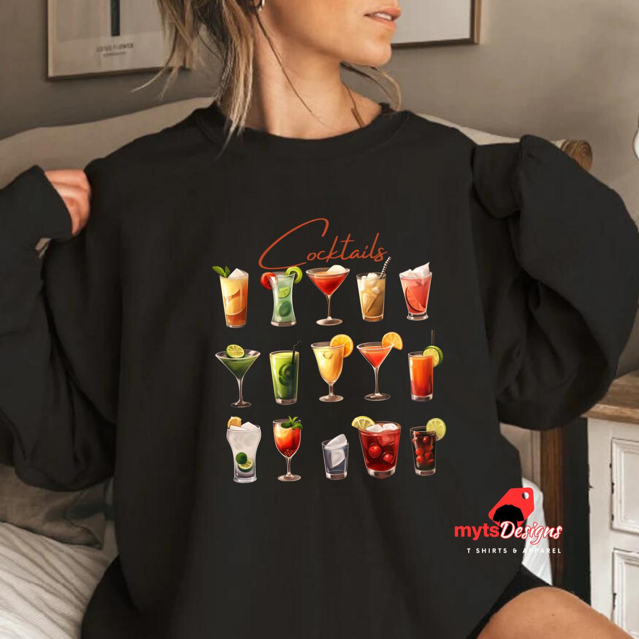 Cocktail Party Sweatshirt, Cocktail Design Pullover, Party Sweat shirt, Casual Party shirt"