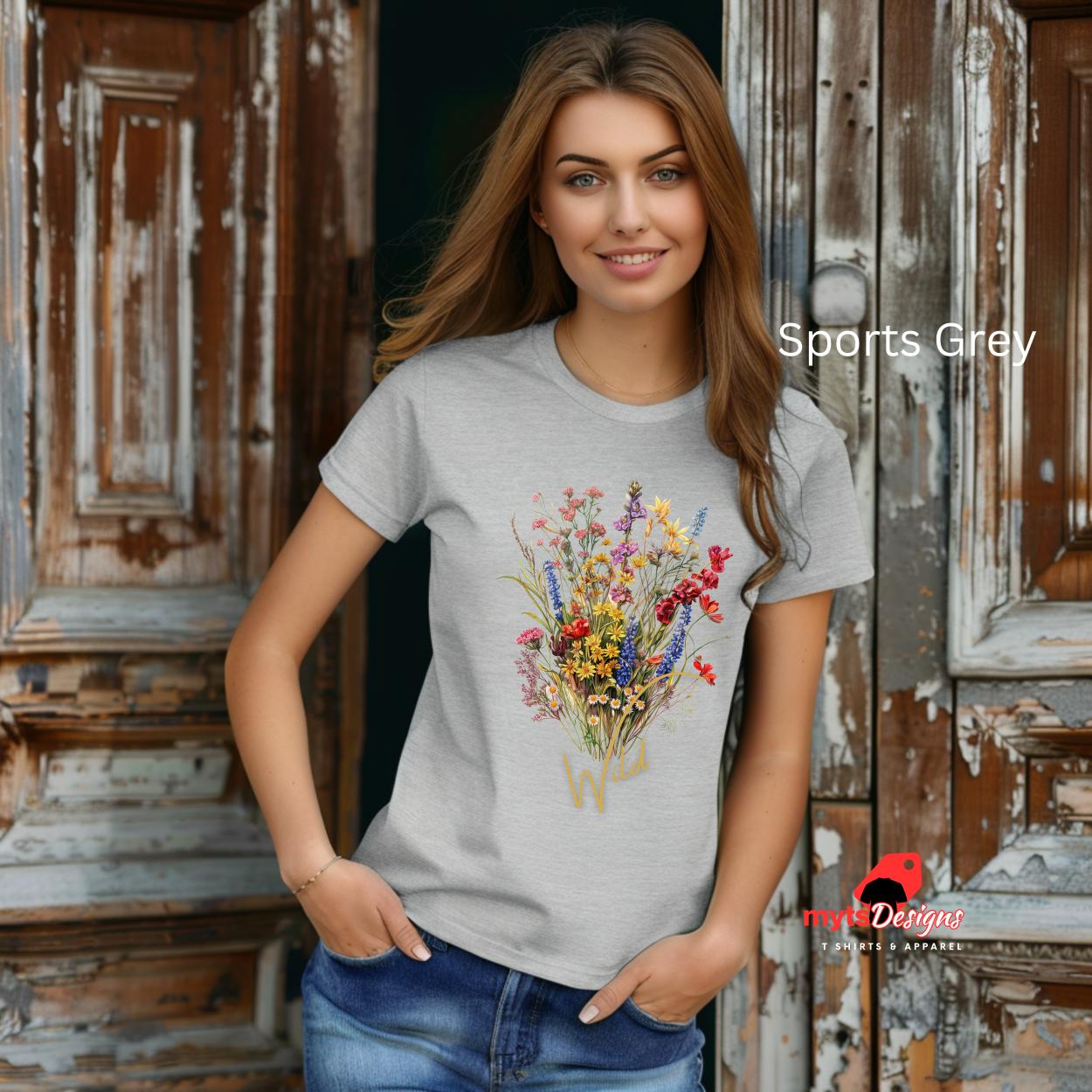 Wild Minimalist Wildflower T-Shirts,  Eco-Friendly Botanical Tee,  Boho Floral Graphic Shirt,  Casual Nature-Inspired Top