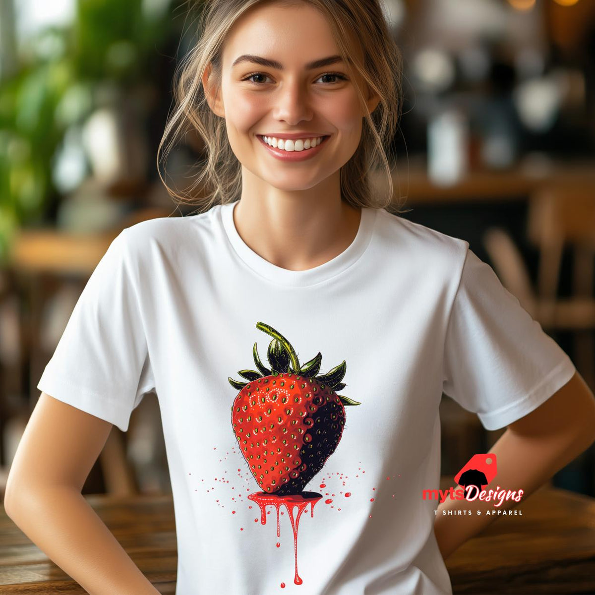 Vivid Strawberry Graphic T-Shirt - Unisex Cotton Tee