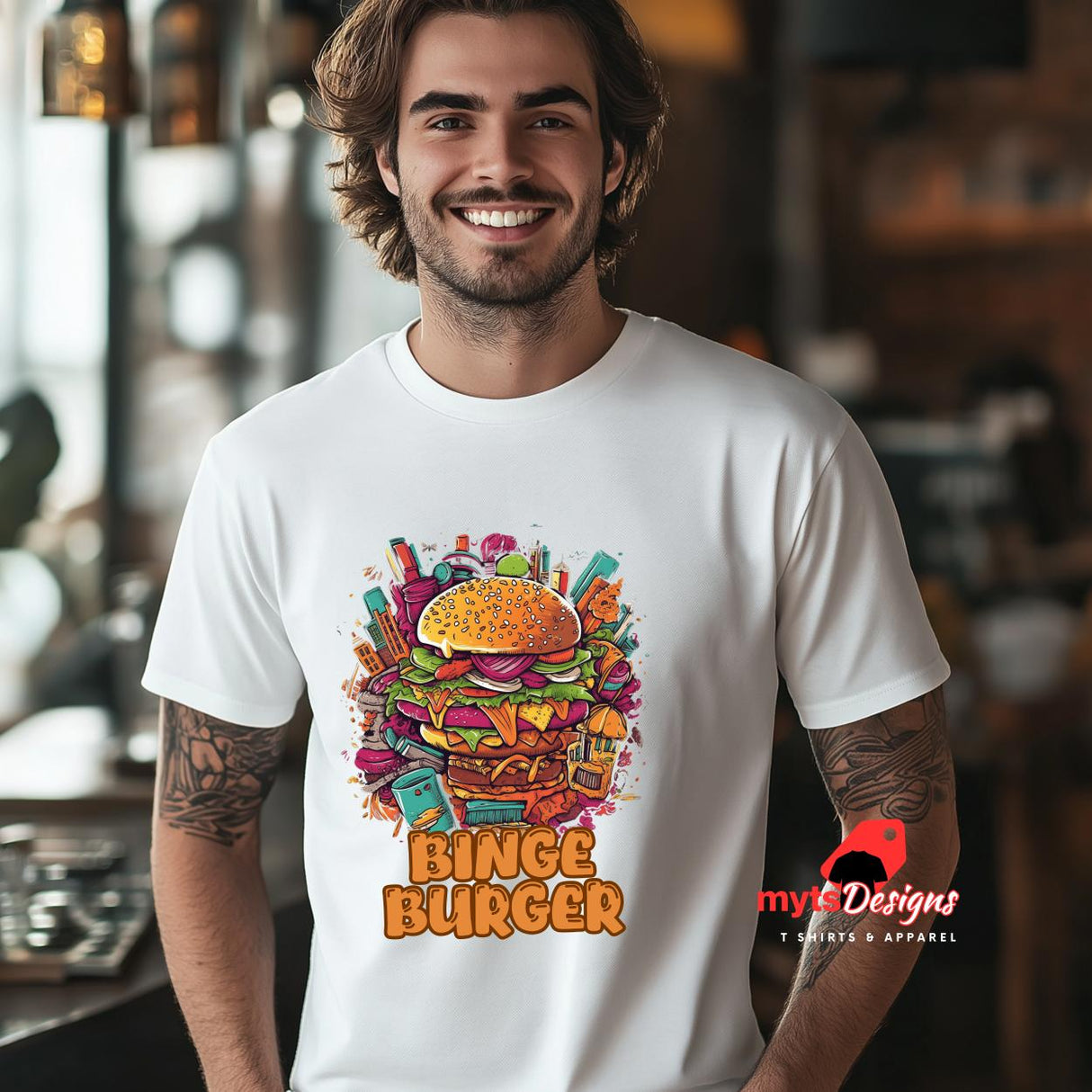 Binge Burger Graphic T-Shirt - Retro Fast Food Tee