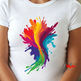 Rainbow Paint Splash T-Shirt – Women's Colorful Graphic Tee | Mytsdesigns