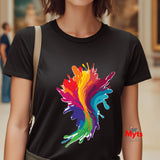 Rainbow Paint Splash T-Shirt – Women's Colorful Graphic Tee | Mytsdesigns