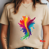 Rainbow Paint Splash T-Shirt – Women's Colorful Graphic Tee | Mytsdesigns