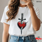 Heart & Sword Graphic Tee – Heavyweight Cotton T-Shirt | Mytsdesigns