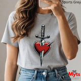 Heart & Sword Graphic Tee – Heavyweight Cotton T-Shirt | Mytsdesigns