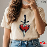 Heart & Sword Graphic Tee – Heavyweight Cotton T-Shirt | Mytsdesigns