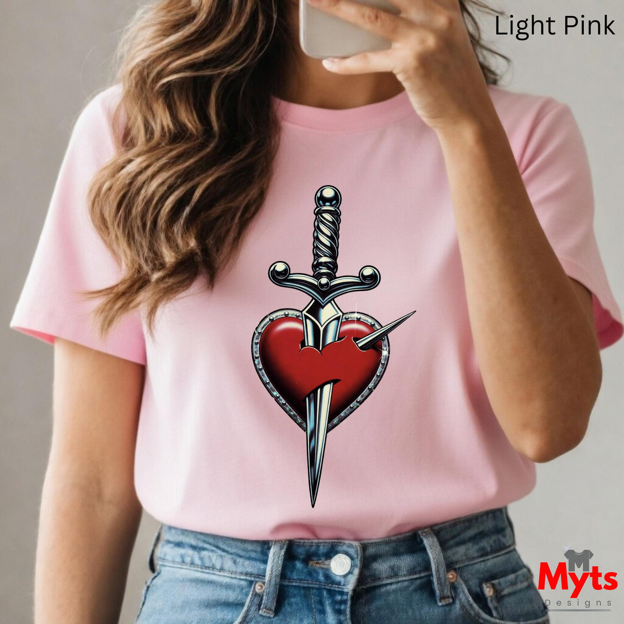 Heart & Sword Graphic Tee – Heavyweight Cotton T-Shirt | Mytsdesigns