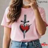 Heart & Sword Graphic Tee – Heavyweight Cotton T-Shirt | Mytsdesigns