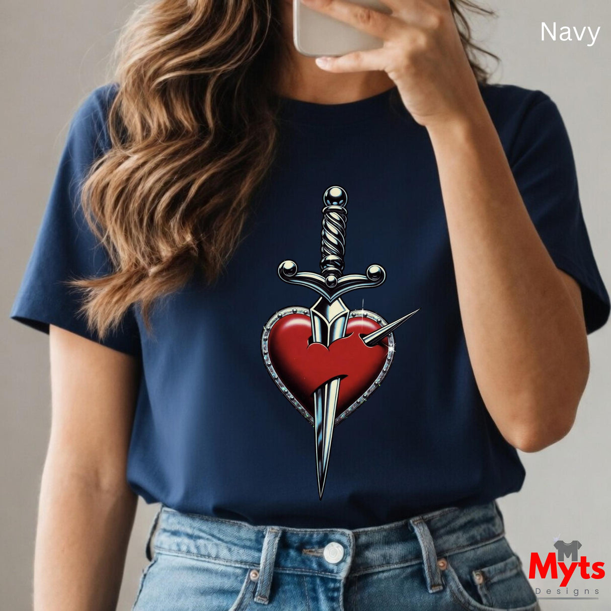 Heart & Sword Graphic Tee – Heavyweight Cotton T-Shirt | Mytsdesigns
