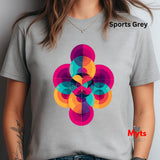 Gray t-shirt with a colorful geometric design and 'Myts' branding.