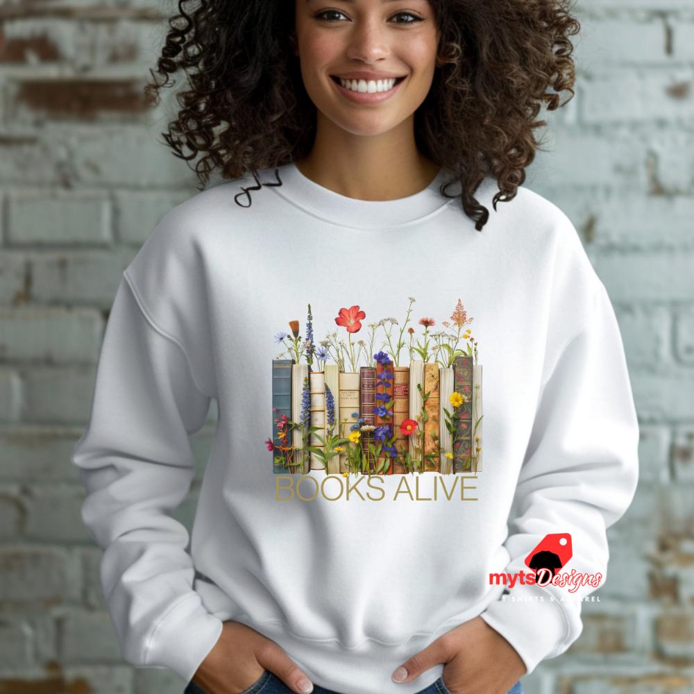 Floral Sweatshirt,Floral Book Lover Sweatshirt, Unique Botanical Print Teachers Gift,