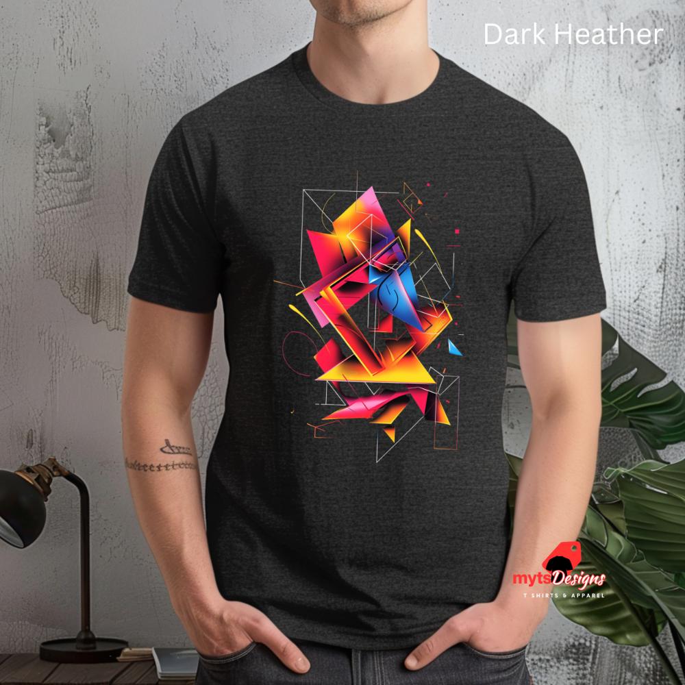 Geometric Design Unisex T-Shirt,Rich Color Graphic Tee,Bold Abstract Art Shirt, Geometric Shapes