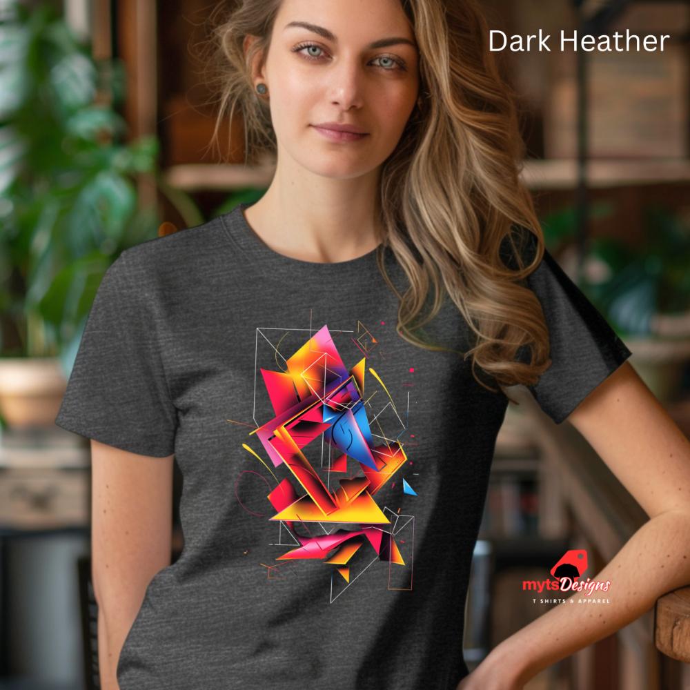 Geometric Design Unisex T-Shirt,Rich Color Graphic Tee,Bold Abstract Art Shirt, Geometric Shapes