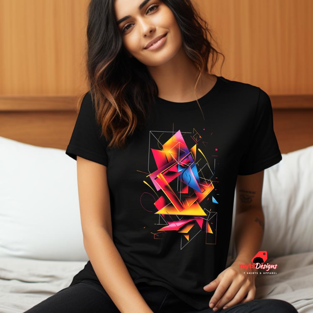 Geometric Design Unisex T-Shirt,Rich Color Graphic Tee,Bold Abstract Art Shirt, Geometric Shapes