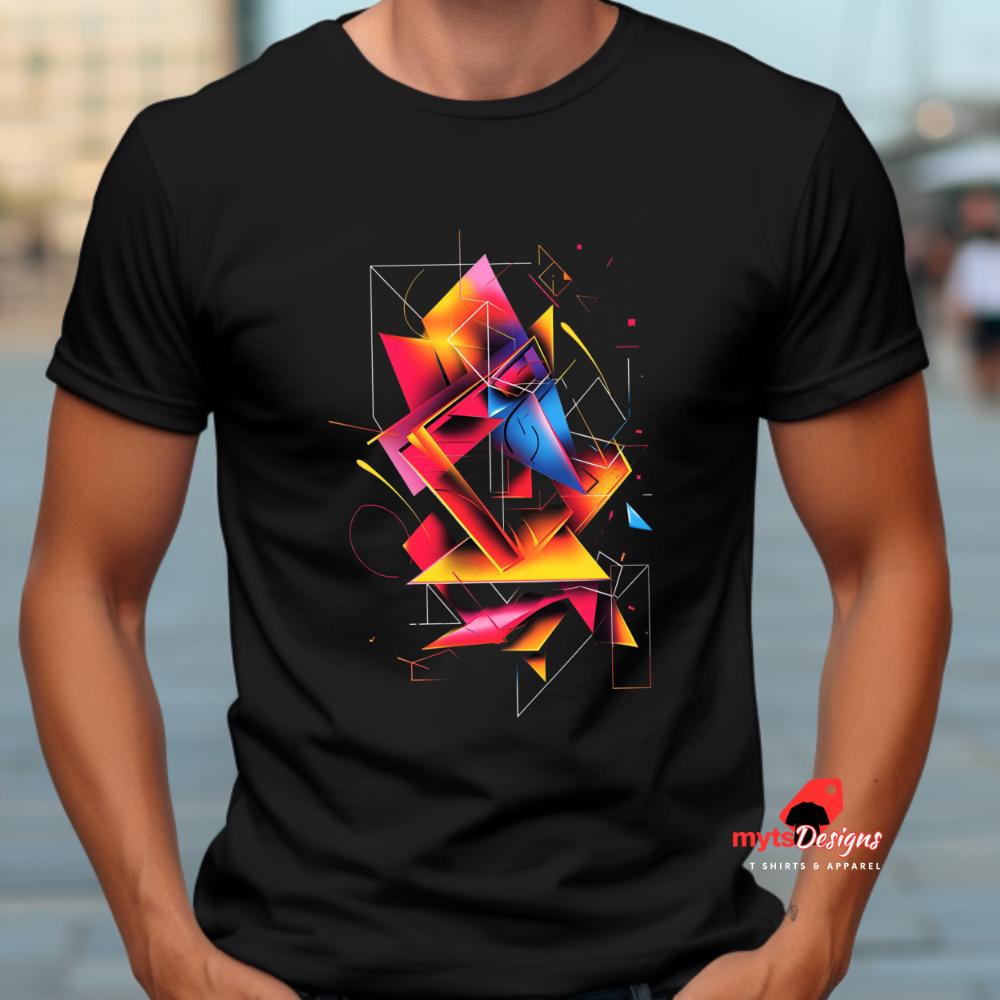 Geometric Design Unisex T-Shirt,Rich Color Graphic Tee,Bold Abstract Art Shirt, Geometric Shapes