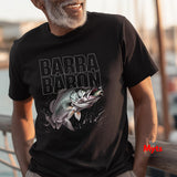 Barra Baron Fishing T-Shirt – Barramundi Striking Prey Graphic Men’s Black Tee