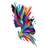 Colorful abstract design of a face on a white background