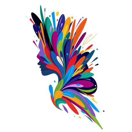 Colorful abstract design of a face on a white background