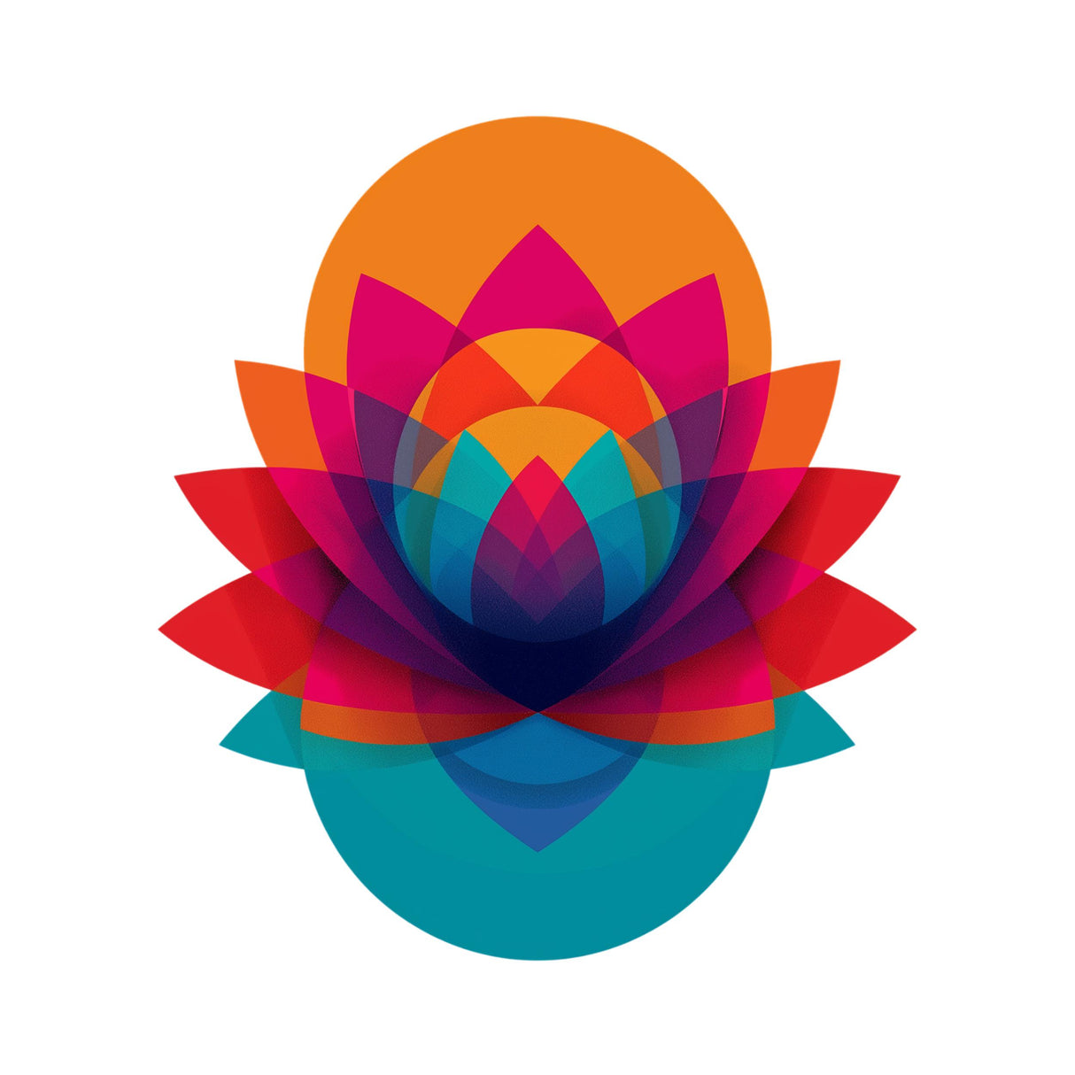 Colorful geometric flower design on a white background