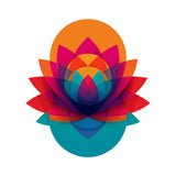 Colorful geometric flower design on a white background