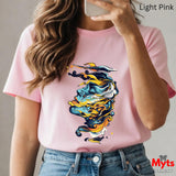 Water Woman Graphic Tee – Colourful Swirl Female Face Art