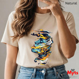 Water Woman Graphic Tee – Colourful Swirl Female Face Art