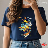 Water Woman Graphic Tee – Colourful Swirl Female Face Art