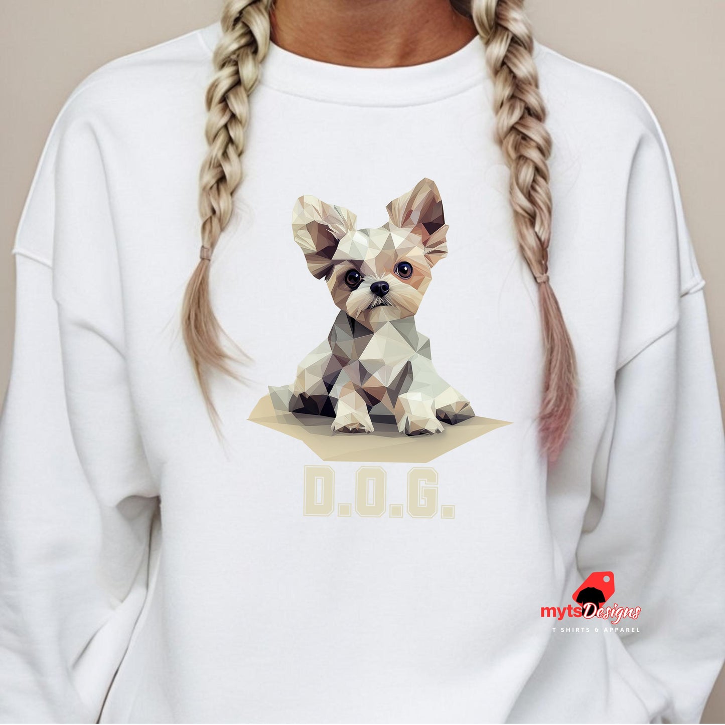 D.O.G. Geometric Puppy Sweatshirt – Modern Polygon Dog Art Pullover