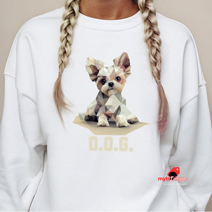 D.O.G. Geometric Puppy Sweatshirt – Modern Polygon Dog Art Pullover