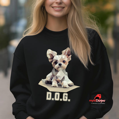 D.O.G. Geometric Puppy Sweatshirt – Modern Polygon Dog Art Pullover