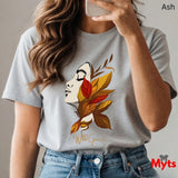Minimalist Floral Face T-Shirt | Autumn Leaves Art Tee