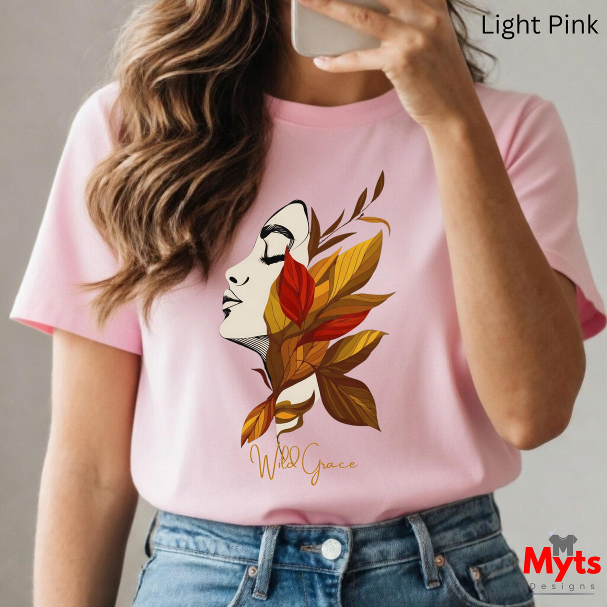 Minimalist Floral Face T-Shirt | Autumn Leaves Art Tee